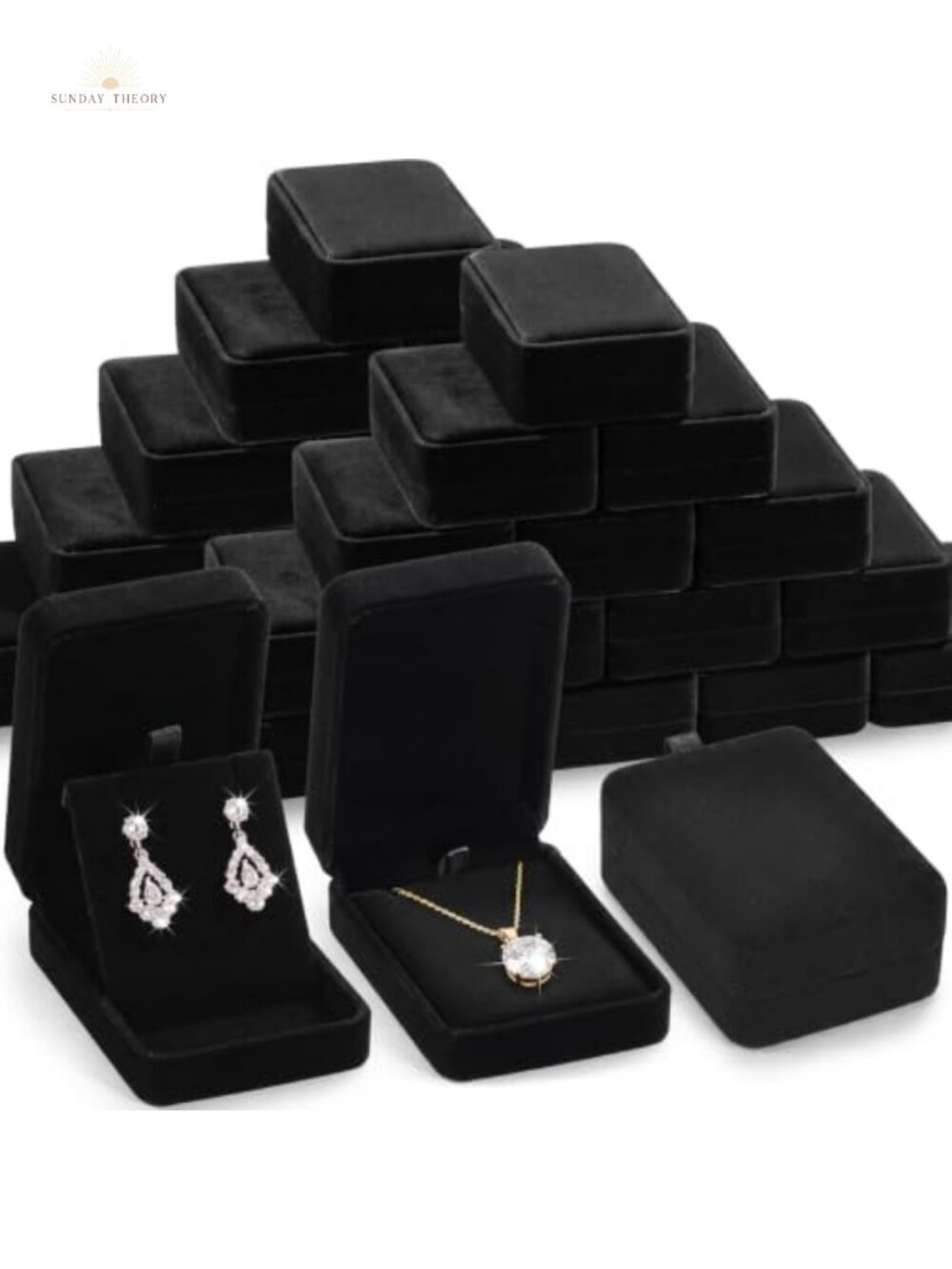 Set of 24 Velvet Jewelry Gift Boxes for Necklaces Earrings Rings Retail Display